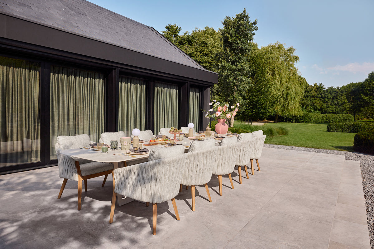 Palermo Gartentisch 280 x 116 | 3 Farben der Neolith-Platte verfügbar | 3 Rahmenfarben