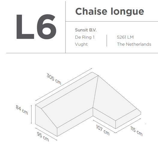 Suns | Beschermhoes voor 2-zits incl. chaise longue | Grijs | L2-L6