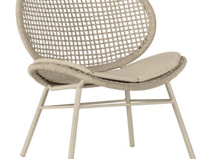 Sori fauteuil alu chalk rope white-taupe incl. kussen