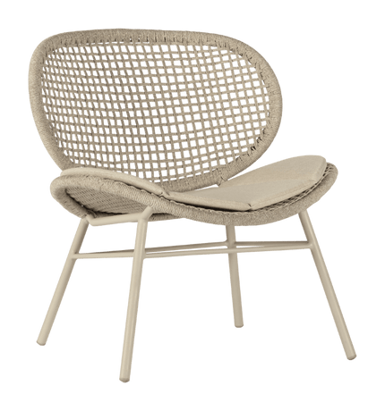 Sori fauteuil alu chalk rope white-taupe incl. kussen