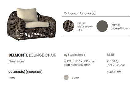 Borek Belmonte | Lounge Chair | inclusief kussens