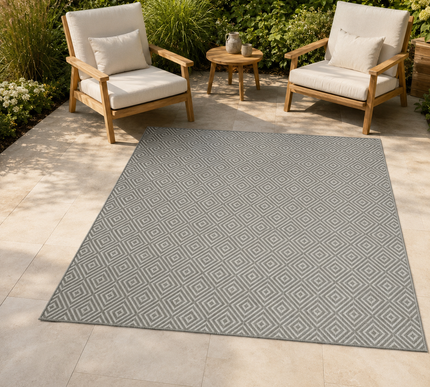 Brafab Brafab Evora Buiten Vloerkleed Grijs/Wit 200 × 200 cm