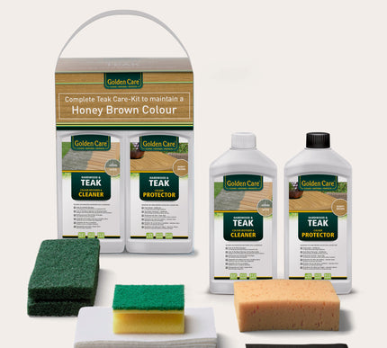 Golden Care Complete onderhoudskit voor teakhouten tuinmeubelen | Cleaner+protector