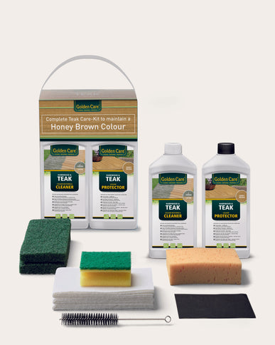 Golden Care Complete onderhoudskit voor teakhouten tuinmeubelen | Cleaner+protector