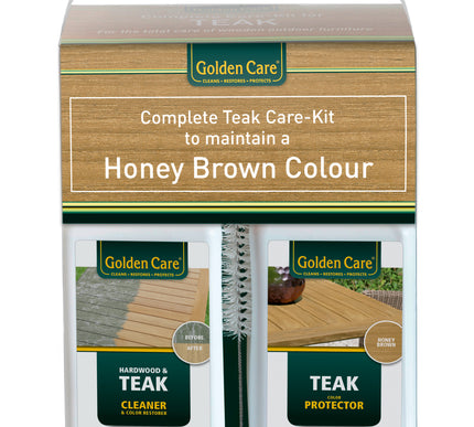 Golden Care Complete onderhoudskit voor teakhouten tuinmeubelen | Cleaner+protector