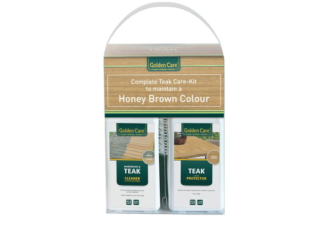 Golden Care Complete onderhoudskit voor teakhouten tuinmeubelen | Cleaner+protector