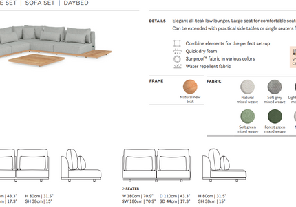 SUNS tuinmeubelen Aspen Loungeset |SVLK teak| Hoekopstelling klein
