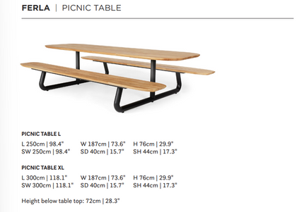 SUNS tuinmeubelen Ferla | Picnic Tafel | Camel Sand Frame