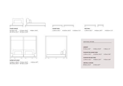 SUNS tuinmeubelen Loungeset Portofino | Opstelling 3 | 2-zits  + Chaisse Longue | Matt white frame