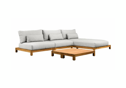 SUNS tuinmeubelen Loungeset Portofino | Opstelling 3 | 2-zits  + Chaisse Longue | Matt white frame