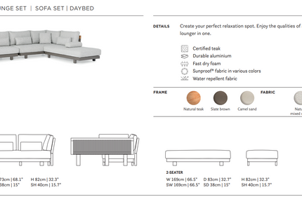 SUNS tuinmeubelen Pesaro | Lounge Set | Hoekopstelling