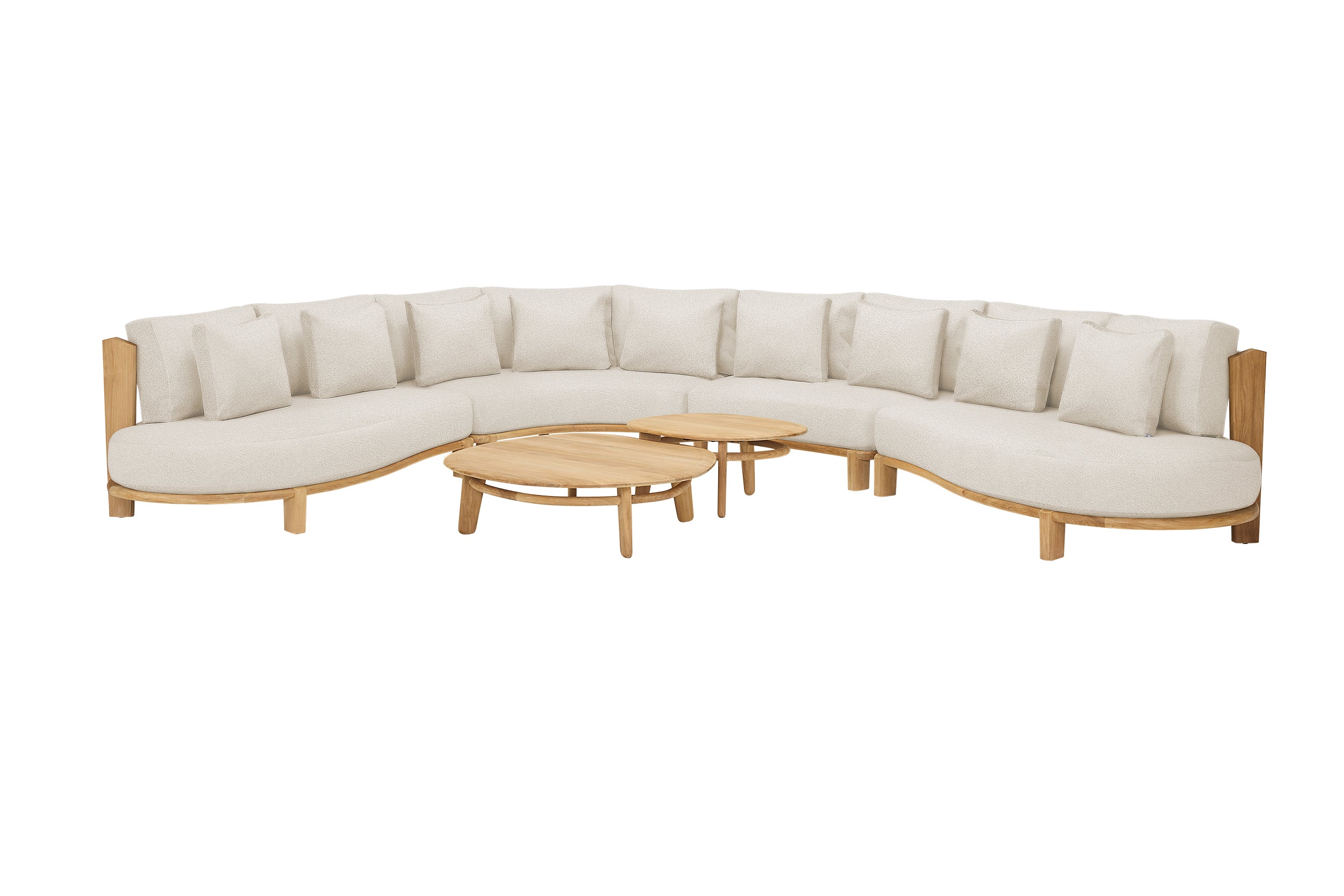 Teak met Beachy Boucle Kussens