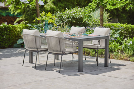 SUNS tuinmeubelen Revello tuinstoel | Fishbone | Camel Sand Rope | Naturel Kussen