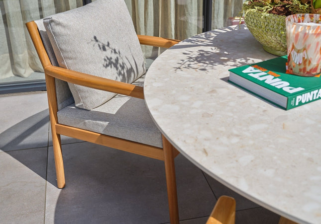 SUNS tuinmeubelen Sorolo tuintafel | Neolith & teak blad | 160ø cm