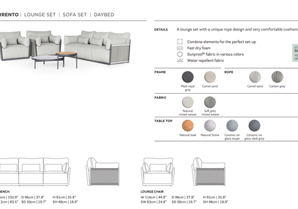SUNS tuinmeubelen Sorrento Loungeset | Chaise Loungue | Camel Sand Frame