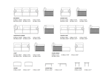 SUNS tuinmeubelen Sorrento Loungeset | Chaise Loungue | Matt Royal Grey Frame