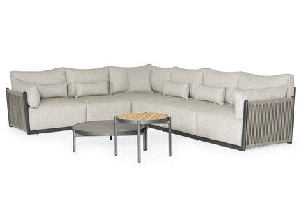 SUNS tuinmeubelen Sorrento Loungeset | Grote Hoekopstelling | Matt Royal Grey Frame