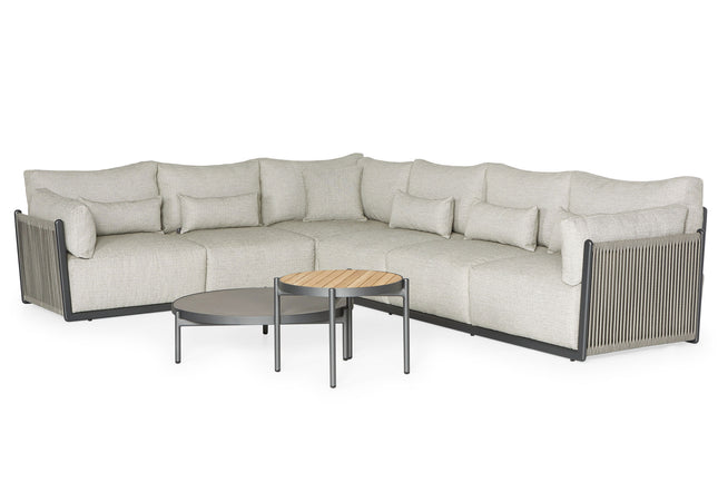SUNS tuinmeubelen Sorrento Loungeset | Grote Hoekopstelling | Matt Royal Grey Frame