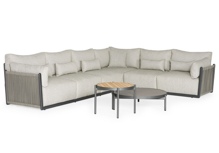 SUNS tuinmeubelen Sorrento Loungeset | Grote Hoekopstelling | Matt Royal Grey Frame