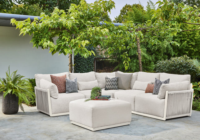 SUNS tuinmeubelen Sorrento Loungeset | Kleine Hoekopstelling | Camel Sand Frame