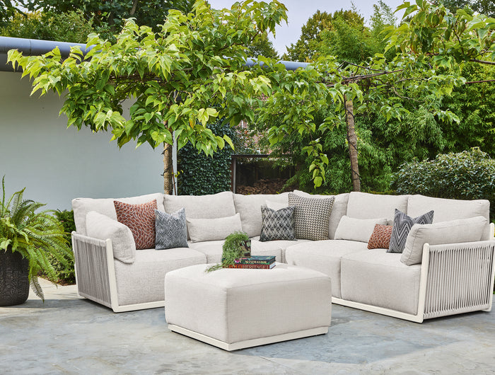 SUNS tuinmeubelen Sorrento Loungeset | Kleine Hoekopstelling | Camel Sand Frame