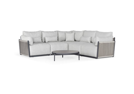 SUNS tuinmeubelen Sorrento Loungeset | Kleine Hoekopstelling | Matt Royal Grey Frame