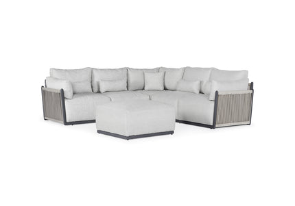 SUNS tuinmeubelen Sorrento Loungeset | Kleine Hoekopstelling | Matt Royal Grey Frame