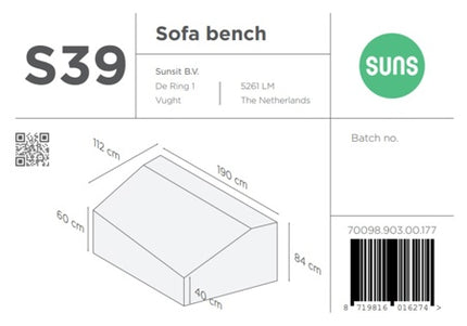 SUNS tuinmeubelen Suns | Beschermhoes voor 2 sits hoek rechts | Grijs | S39