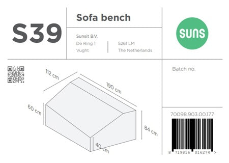 SUNS tuinmeubelen Suns | Beschermhoes voor 2 sits hoek rechts | Grijs | S39