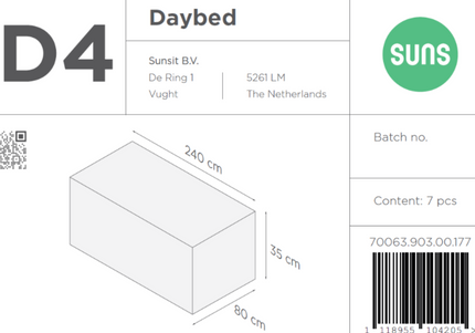 SUNS tuinmeubelen Suns | Beschermhoes voor Daybed | D4