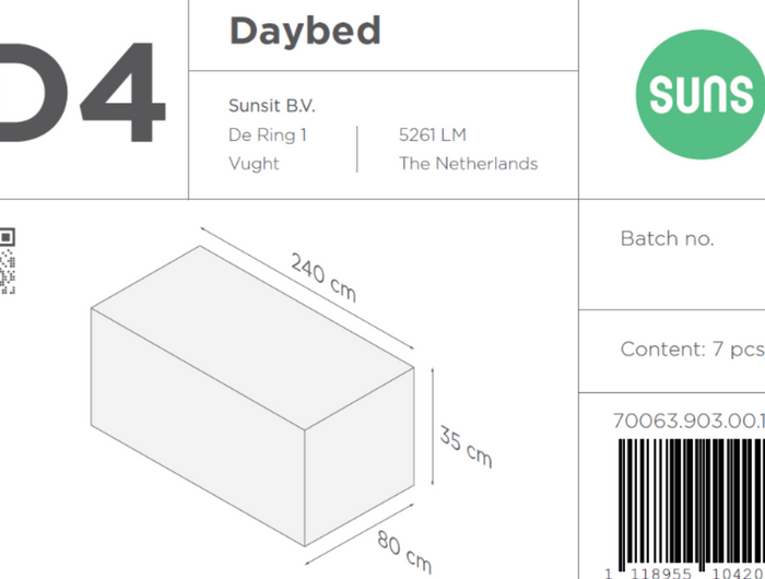 SUNS tuinmeubelen Suns | Beschermhoes voor Daybed | D4