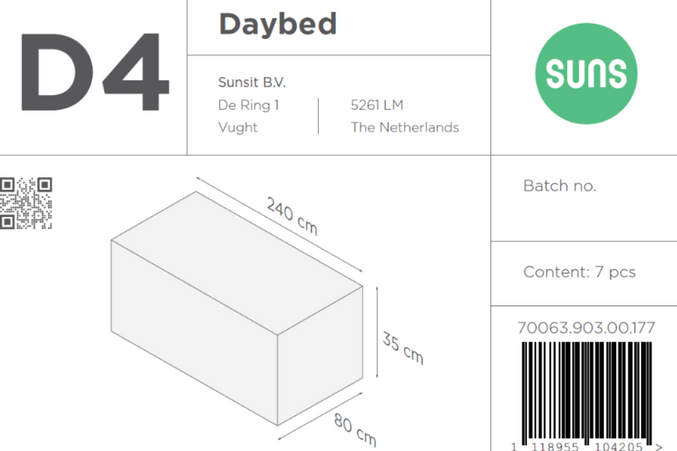 SUNS tuinmeubelen Suns | Beschermhoes voor Daybed | D4