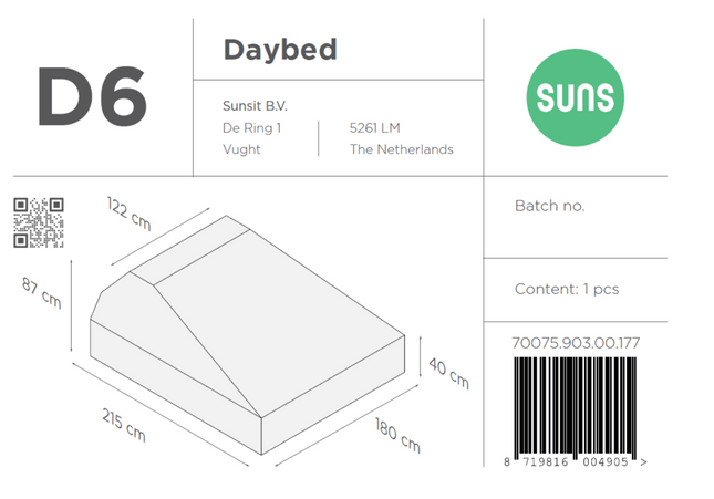 SUNS tuinmeubelen Suns | Beschermhoes voor Daybed | D6
