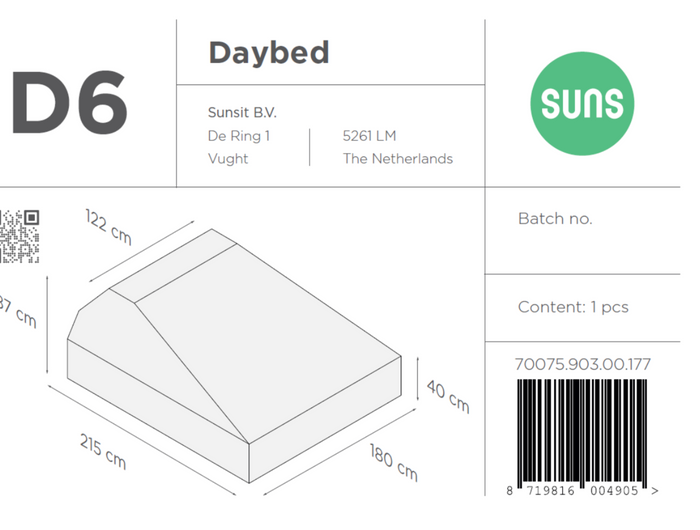 SUNS tuinmeubelen Suns | Beschermhoes voor Daybed | D6