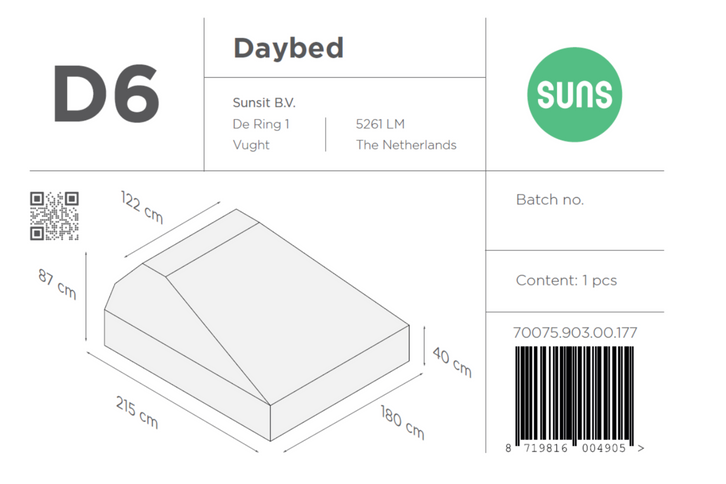 SUNS tuinmeubelen Suns | Beschermhoes voor Daybed | D6