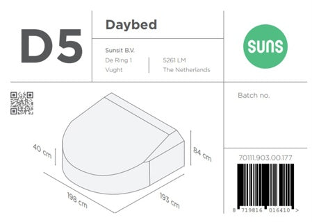 SUNS tuinmeubelen Suns | Beschermhoes voor daybed | Grijs | D5
