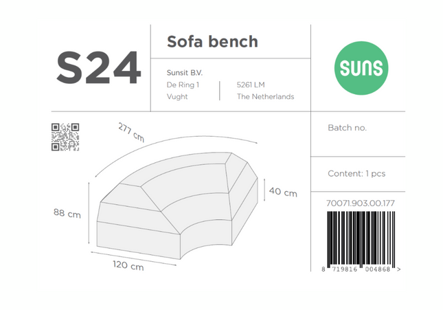 SUNS tuinmeubelen Suns | Beschermhoes voor loungebank | Grijs | S24