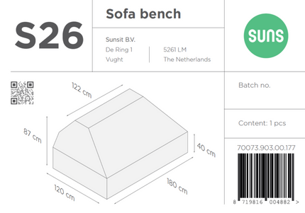SUNS tuinmeubelen Suns | Beschermhoes voor loungebank | Grijs | S26