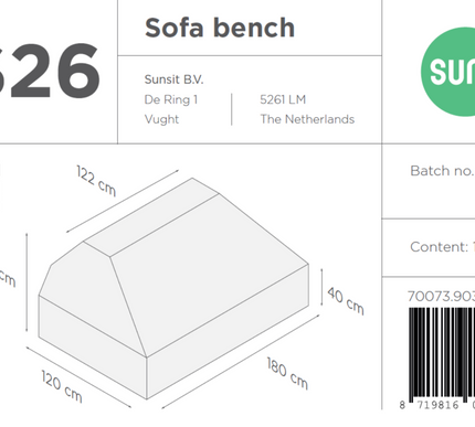 SUNS tuinmeubelen Suns | Beschermhoes voor loungebank | Grijs | S26