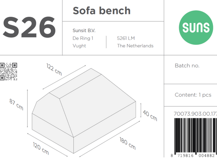 SUNS tuinmeubelen Suns | Beschermhoes voor loungebank | Grijs | S26