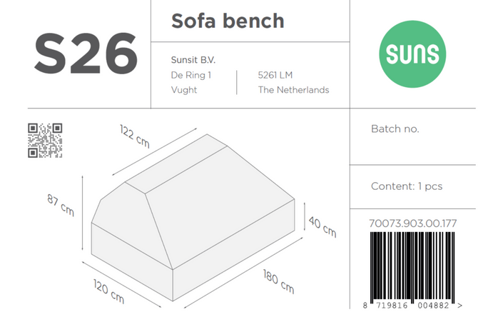 SUNS tuinmeubelen Suns | Beschermhoes voor loungebank | Grijs | S26