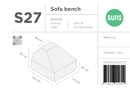 SUNS tuinmeubelen Suns | Beschermhoes voor loungebank | Grijs | S27