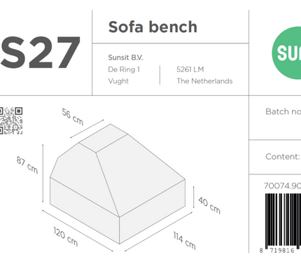 SUNS tuinmeubelen Suns | Beschermhoes voor loungebank | Grijs | S27