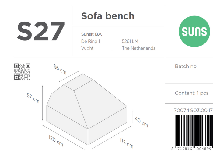 SUNS tuinmeubelen Suns | Beschermhoes voor loungebank | Grijs | S27