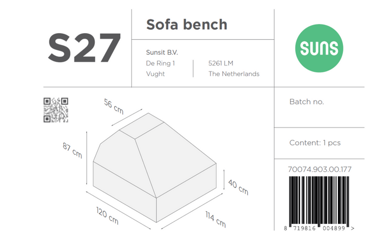 SUNS tuinmeubelen Suns | Beschermhoes voor loungebank | Grijs | S27