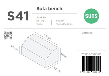 SUNS tuinmeubelen Suns | Beschermhoes voor loungebank | Grijs | S41