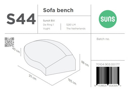 SUNS tuinmeubelen Suns | Beschermhoes voor loungebank | Grijs | S44