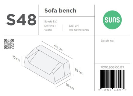 SUNS tuinmeubelen Suns | Beschermhoes voor loungebank | Grijs | S48