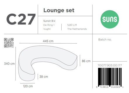 SUNS tuinmeubelen Suns | Beschermhoes voor loungeset | Grijs | C27