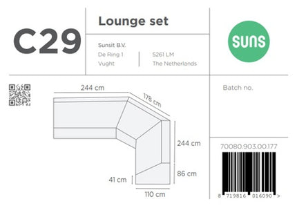 SUNS tuinmeubelen Suns | Beschermhoes voor loungeset | Grijs | C29